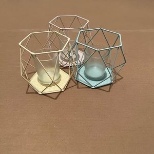 3 Pastel Tea light Candle Holders